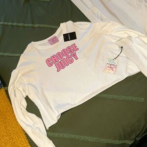 new juicy couture f21 forever 21 cropped long sleeve tshirt y2k size large